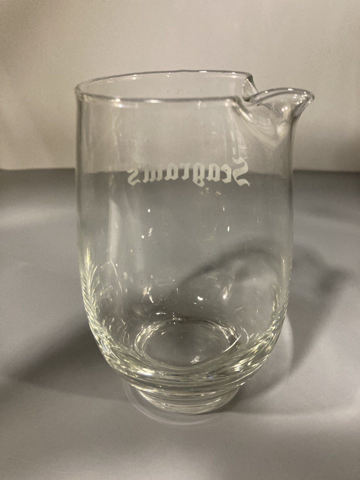 Vintage Collectible Ceramic Liquor Seagram's Mini Jug/Pitcher Perfect Pour Clear