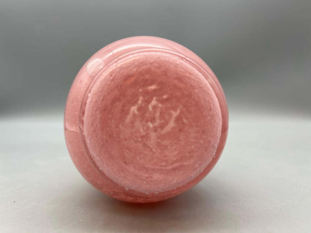 Vtg. Pink Handcrafted Murano Glass Vase Applied White Spiral Twist Shell Detail