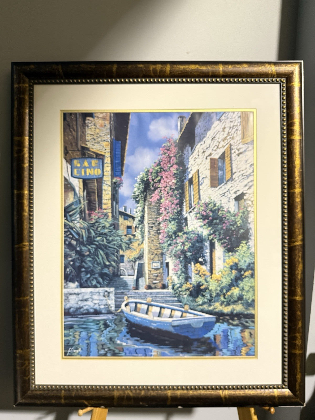 Framed Art Pathway to the Shops Italian Artist Guido Borelli Hand Signed Lithogr