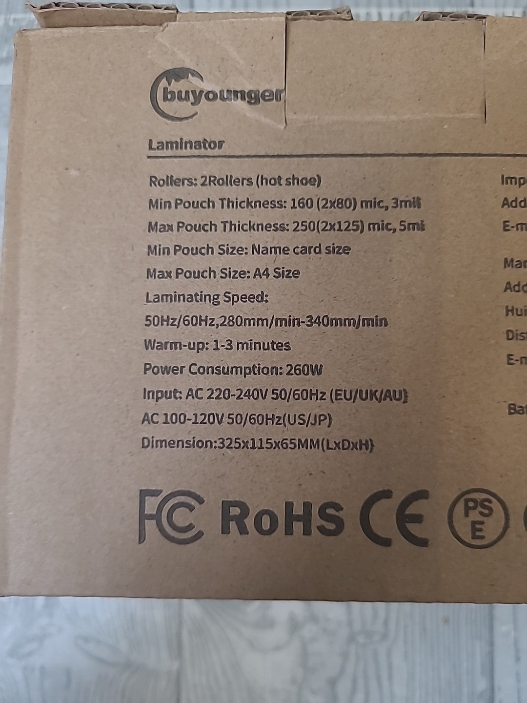 New Buyounger A4 Laminator Model SL266 with Hot and Cold Settings - In Box