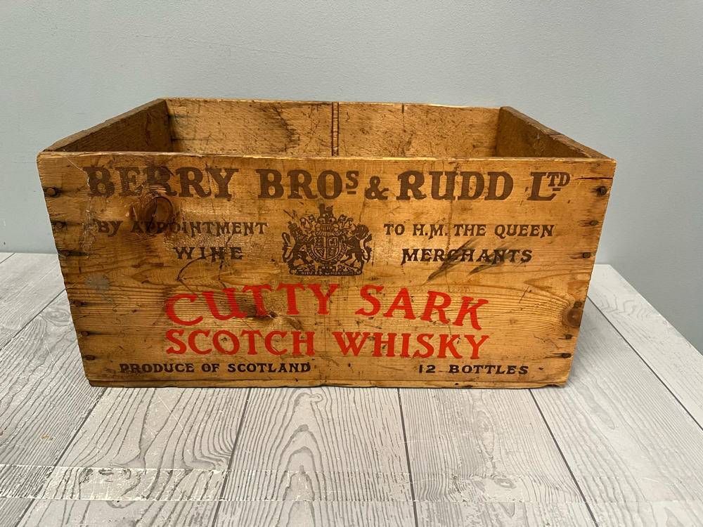 Vintage Wooden Crate for Berry Bros. & Rudd Ltd., Cutty Sark Whisky, Scotland