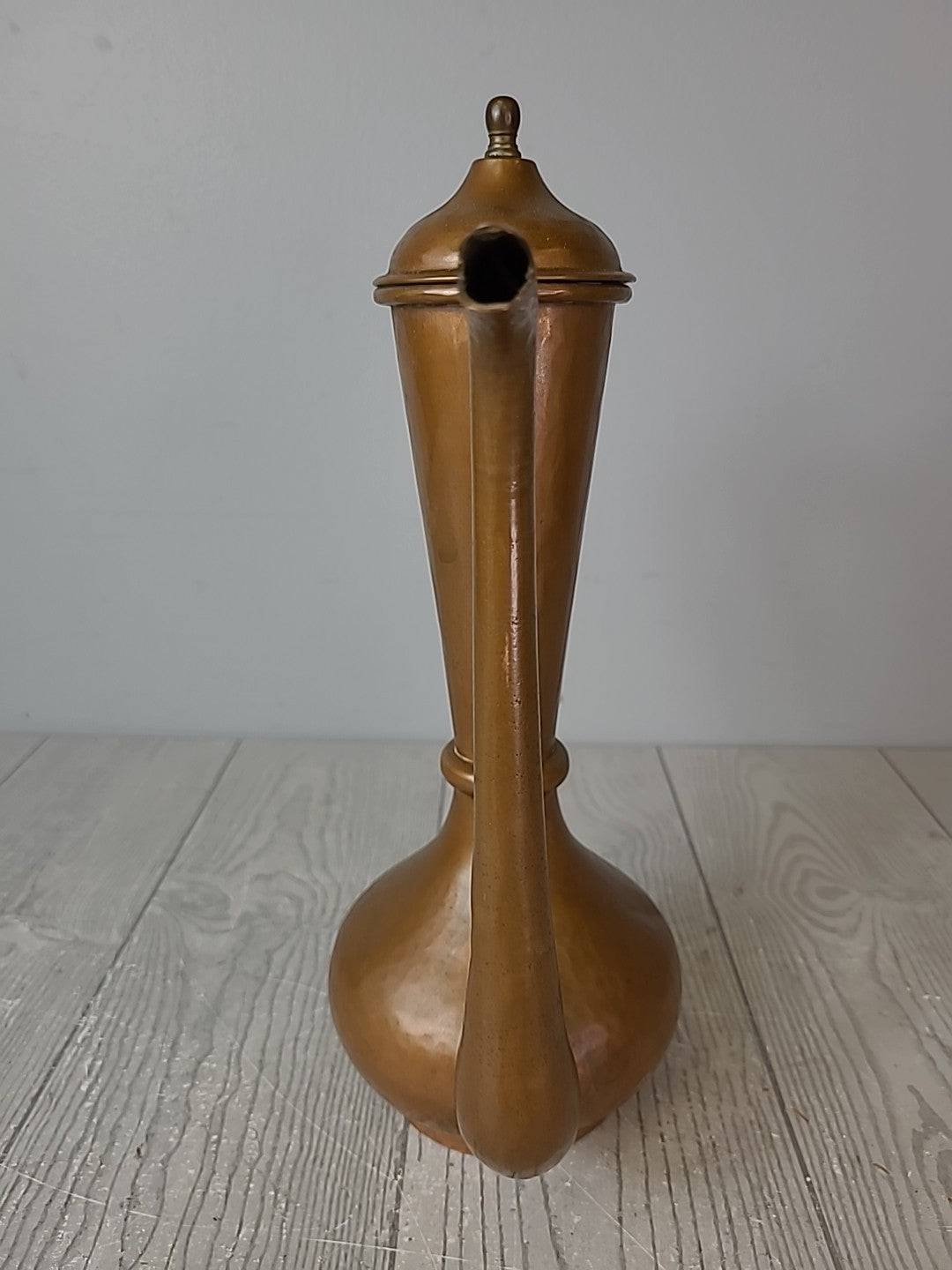 Antique VTG 12.5” Hammered Copper and Brass Tea Pot Turkish Pitcher Coffee Decor