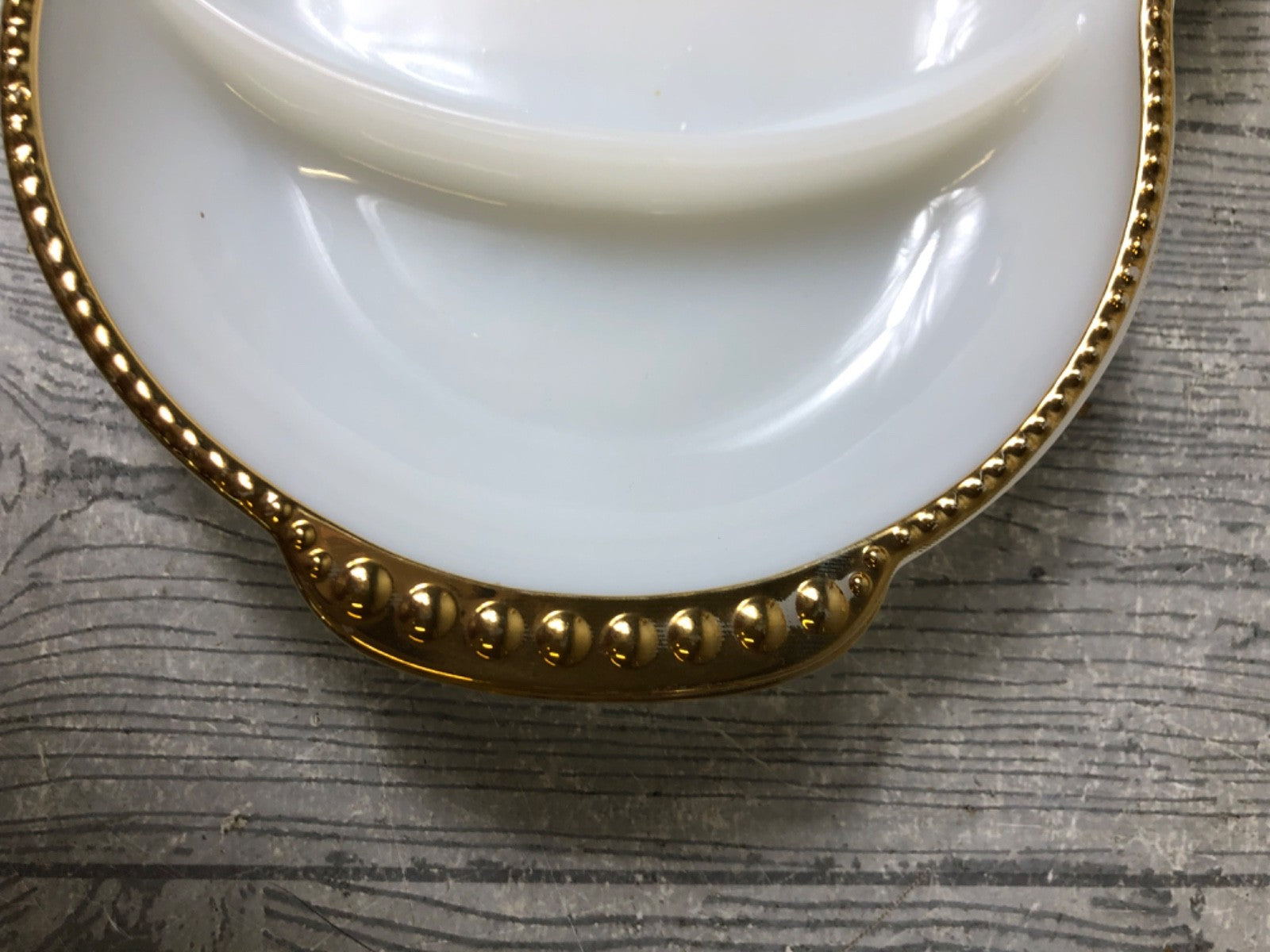 Vintage Fire King Milk Glass Relish Dish, Gold Edged Fire King Separated Platter