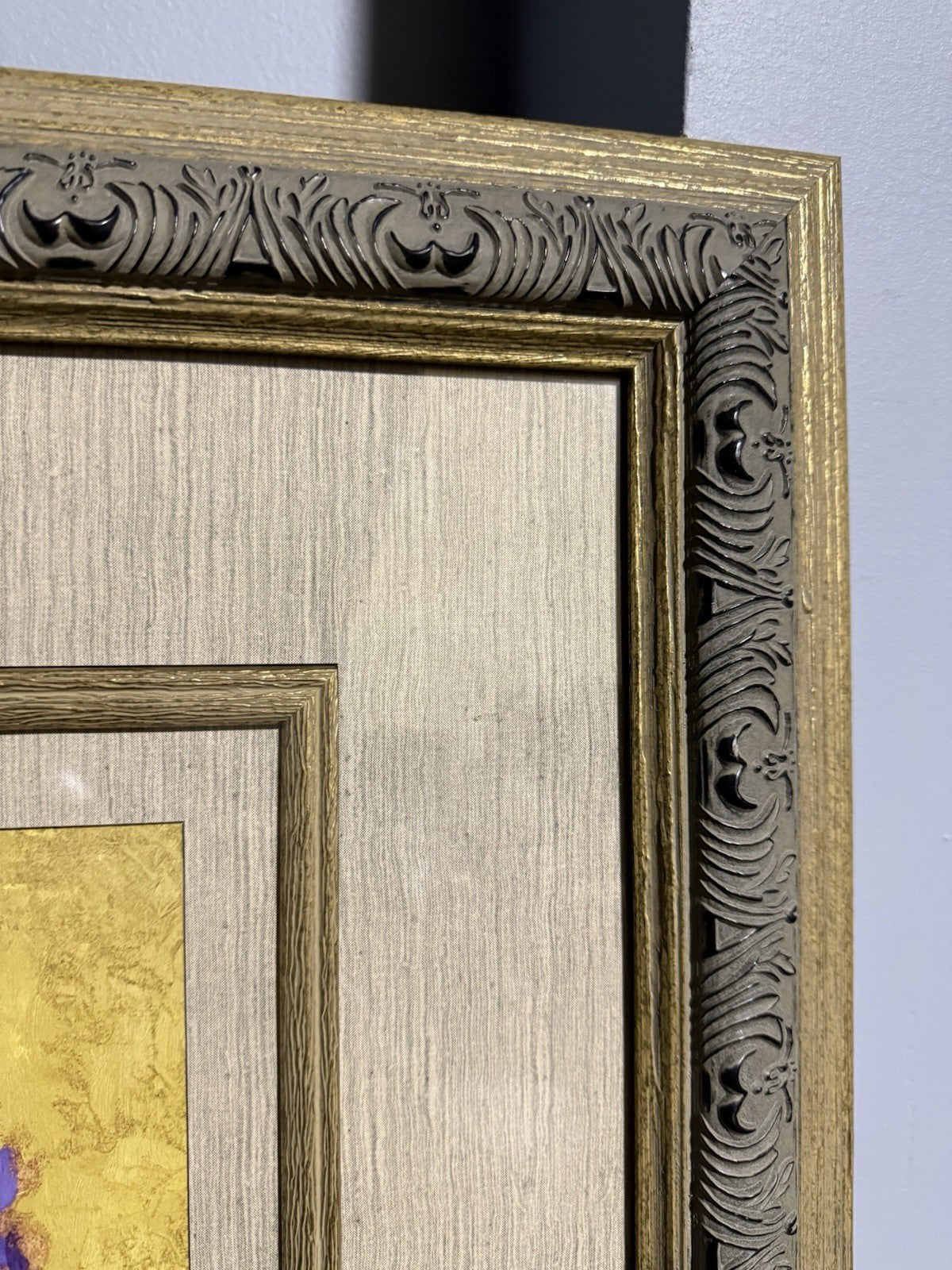 Hortensias Azules In Style Of Josefina Ripoll Signed With Textured Frame