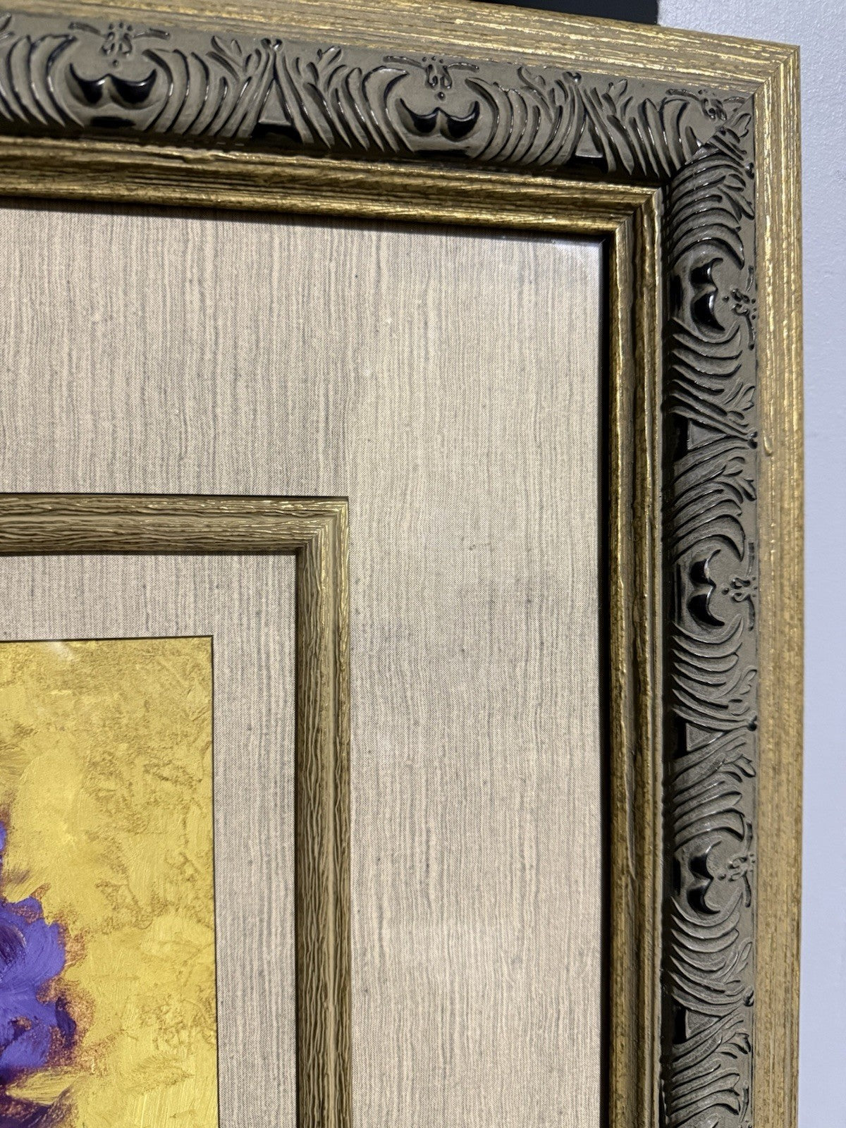 Hortensias Azules In Style Of Josefina Ripoll Signed With Textured Frame