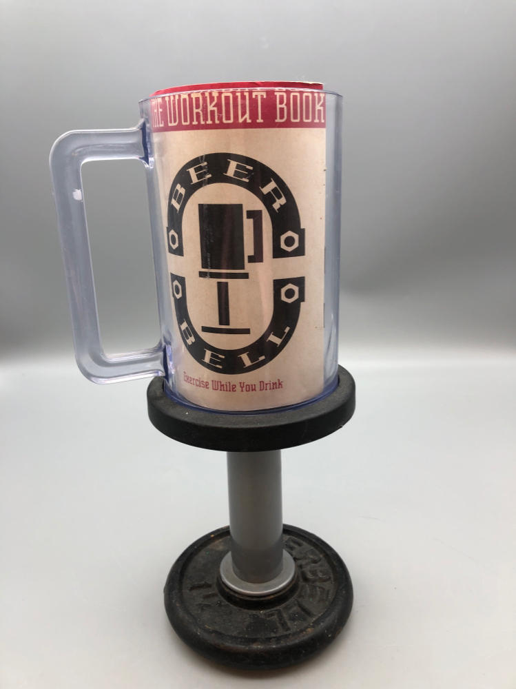 Vintage Beerbell Beer Mug Exercise While You Drink 1980s Curl Barbell - Beerbell