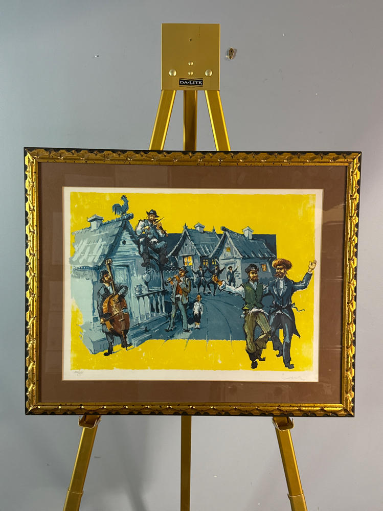 Josef Ijaky Signed Lithograph - Tevye Fiddler on the Roof - Judaica Art Vintage