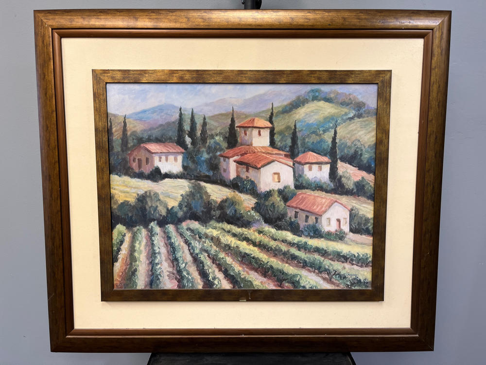 BIG!!! Framed Art - Landscape of Tuscany Vineyard in Hills Homes Red Roof