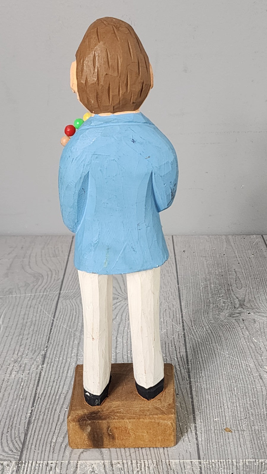 Vintage Hand Carved Wooden Statue Man Holding Cup-A-Ball Toy