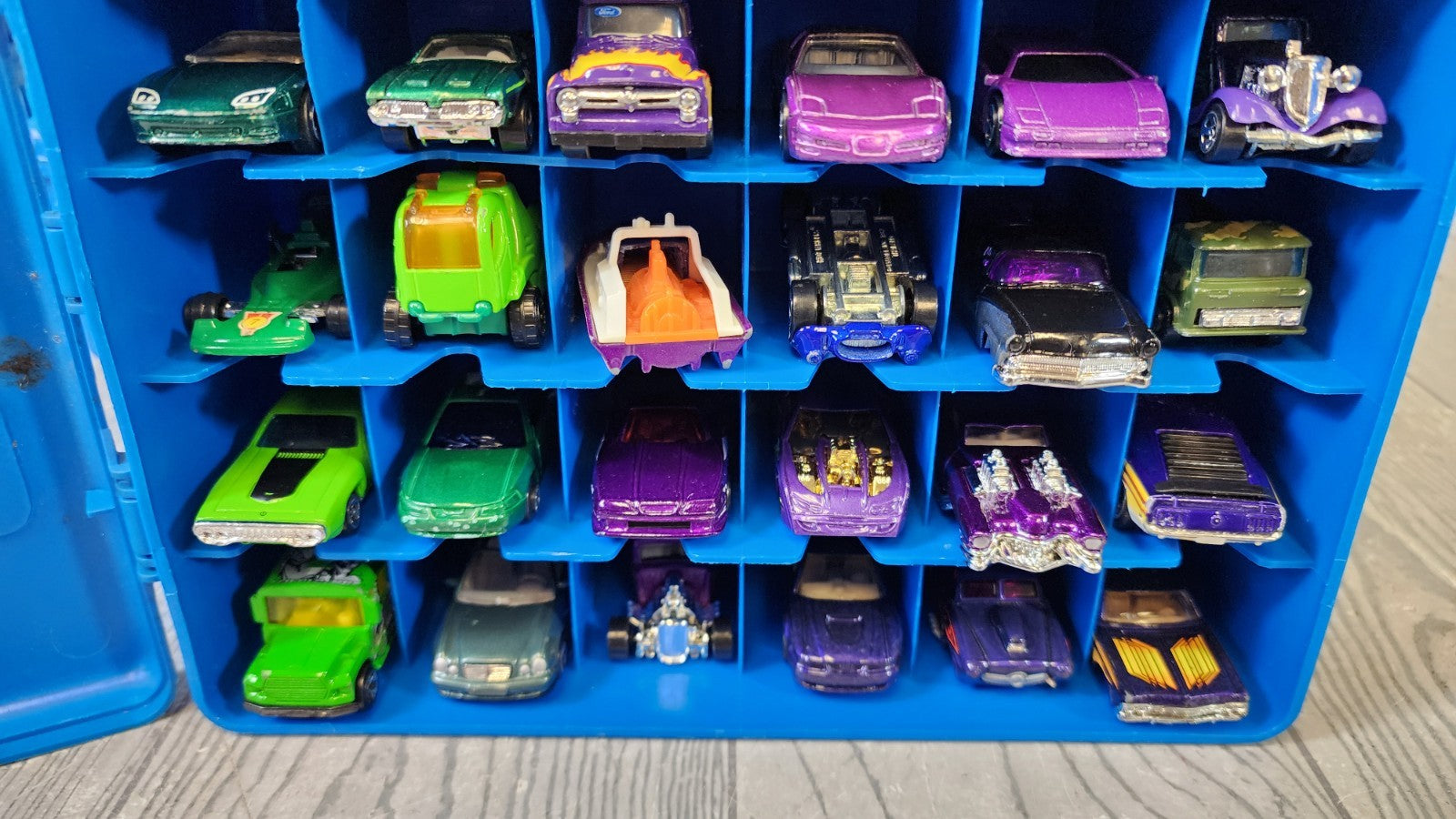 Mattel Hot Wheels Blue 48 Car Carrying Case Filled with 56 Cars! 2000s (Box 4)