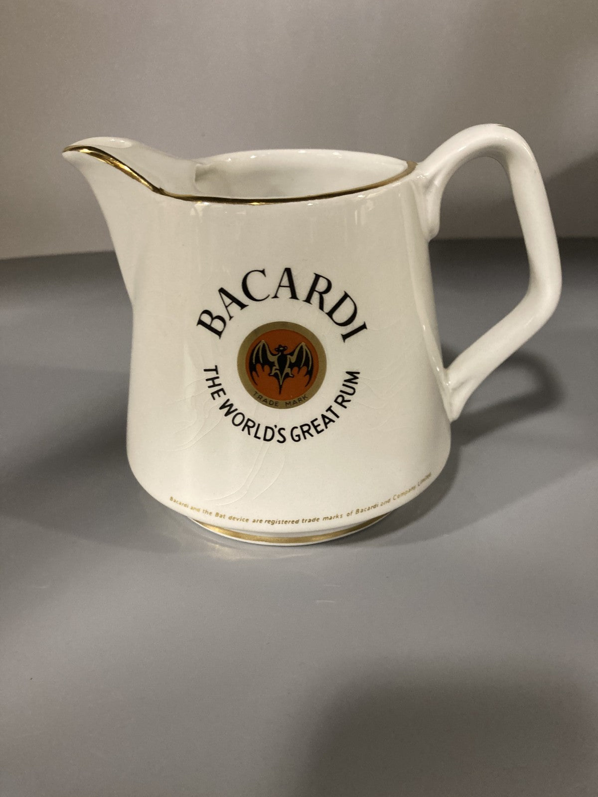 Vintage Collectible Ceramic Liquor Jug/Pitcher Bacardi The World's Great Rum Bat
