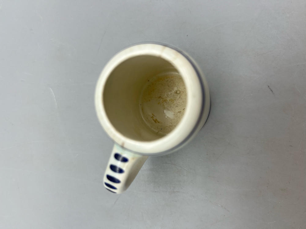 Miniature Delft Blue Mug Hand Painted Blue & White Holland Toothpick Holder