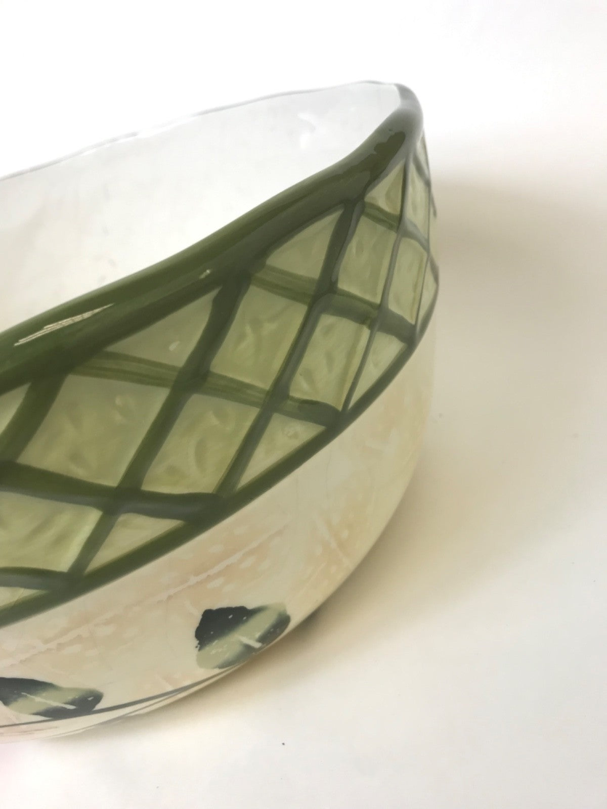 Earthenware Decorative Ceramic Serving Bowl 10.5" x 10.5" - Green Beige and Pink