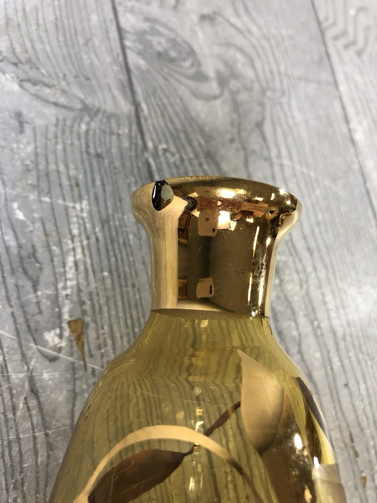 Beautiful Czech Bohemian Cut Amber Crystal Glass Etched Flower Decanter