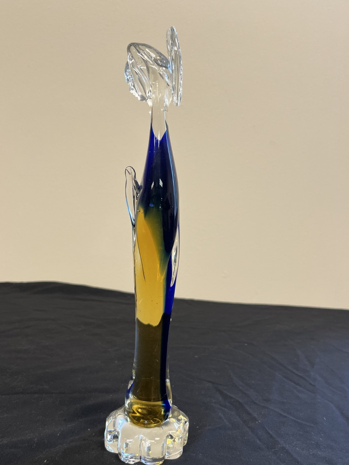 Vintage Blue Glass Madonna Holy Virgin Mary Figurine Marked Murano