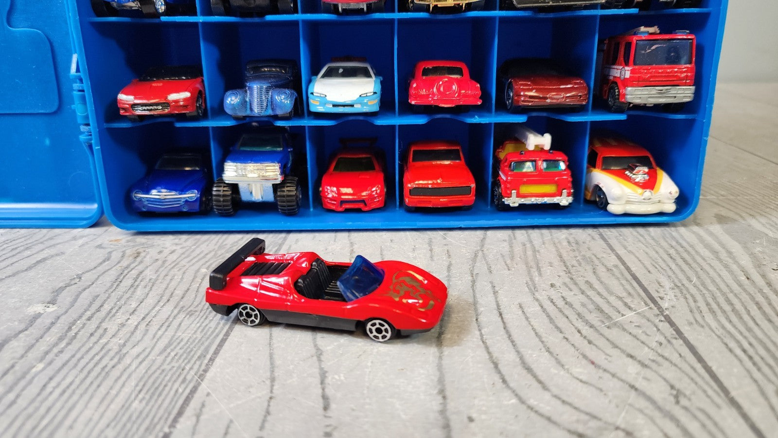 Mattel Hot Wheels Blue 48 Car Carrying Case Filled with 49 Cars! 2000s (Box 3)