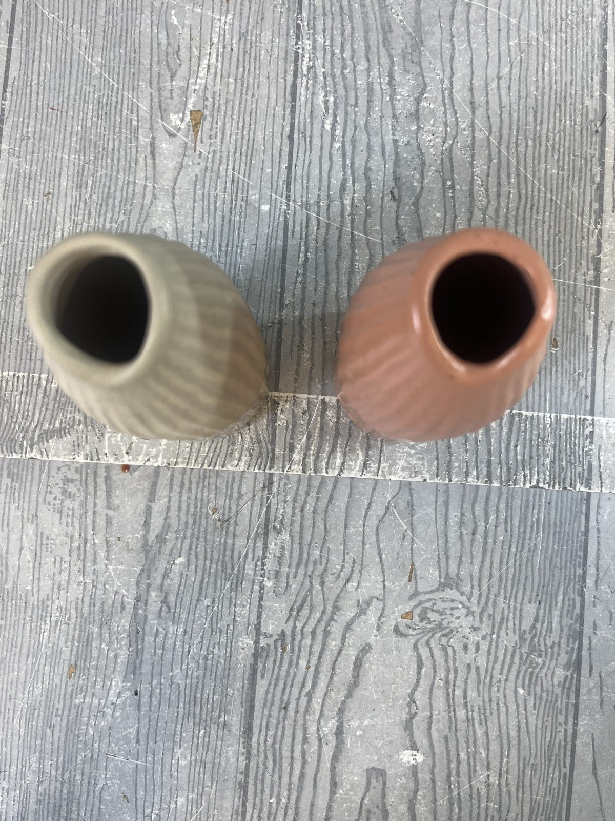 Pair of Anthropologie Bud Vases Small Stone Ware Ceramic Terracotta