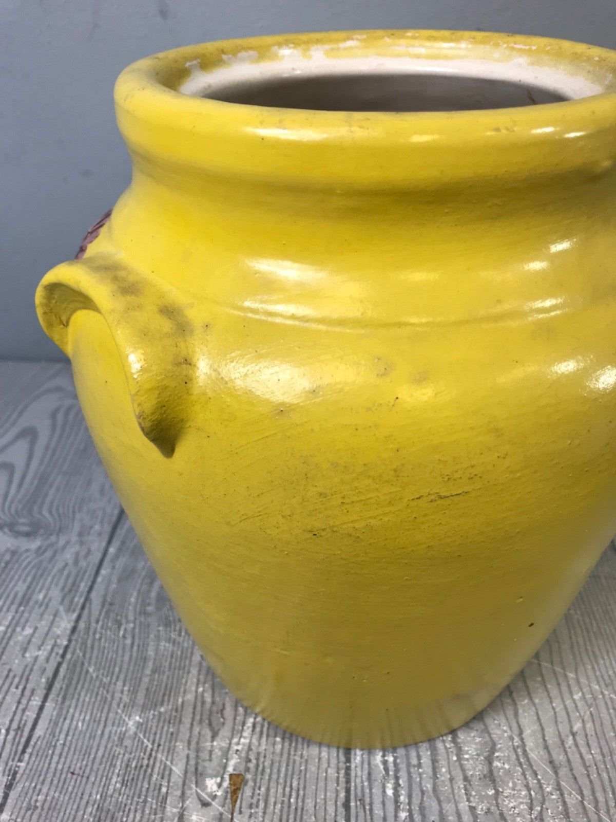 Ransburg Cookie Jar circa 1930s Hand-Painted Floral on Yellow Clean Vintage