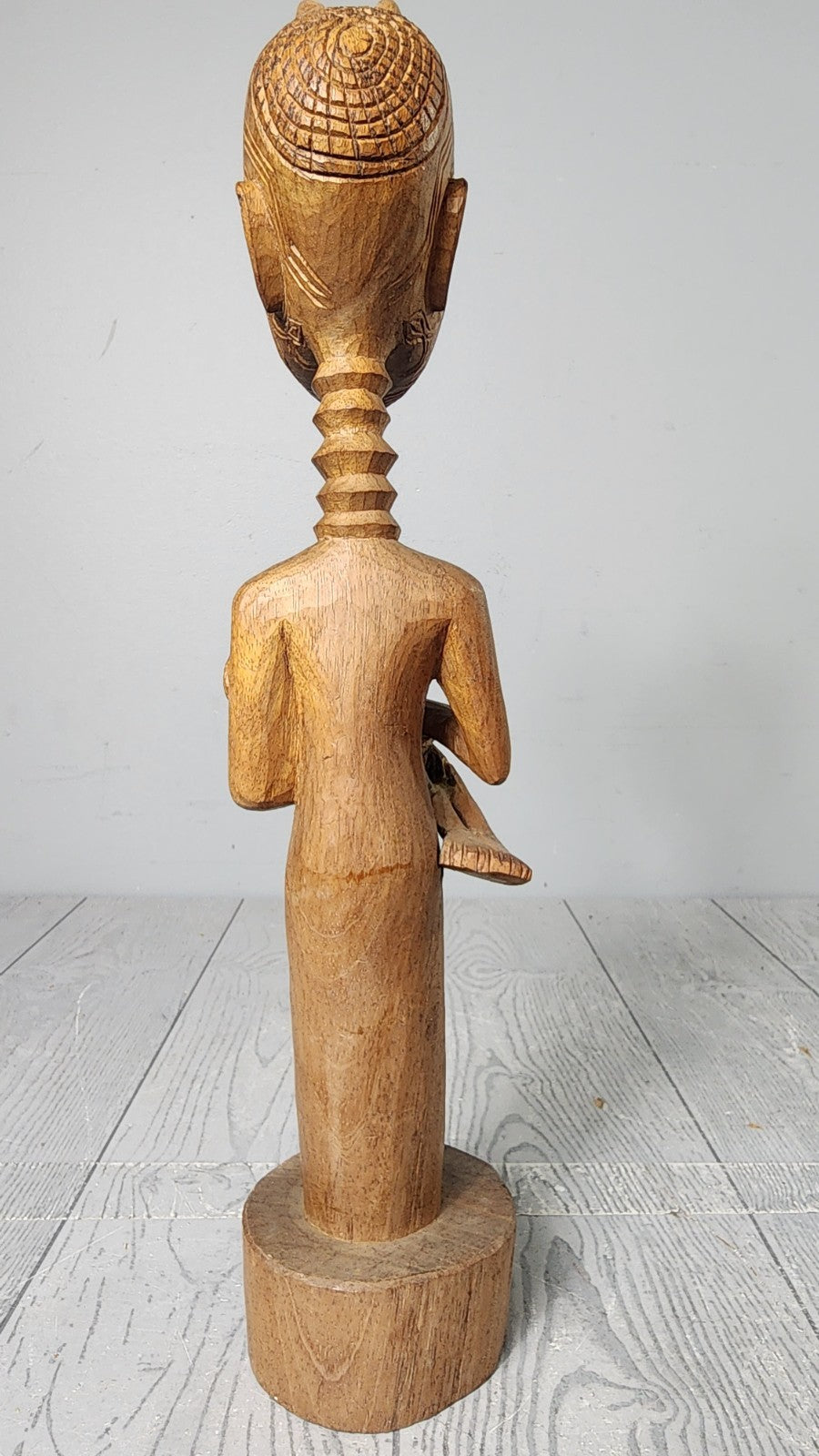 Unique!!! 16" Vintage Tribal Wood Carved Nude Woman Holding Baby