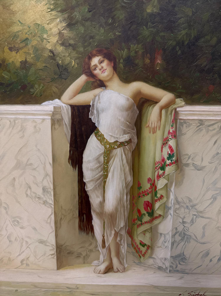 A Classical Beauty Wood Print by William Clarke Wontner - Signed by Artist