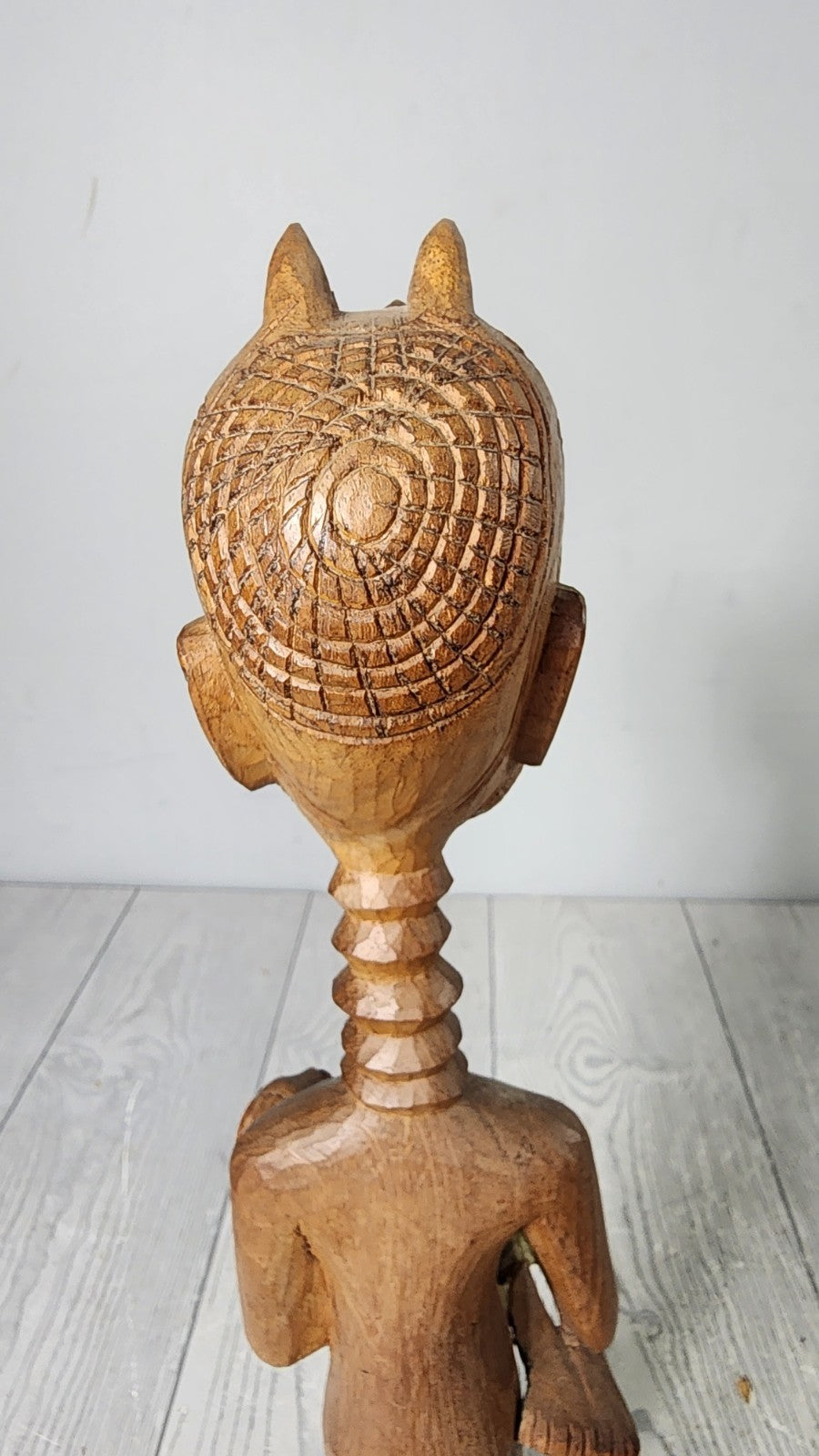 Unique!!! 16" Vintage Tribal Wood Carved Nude Woman Holding Baby