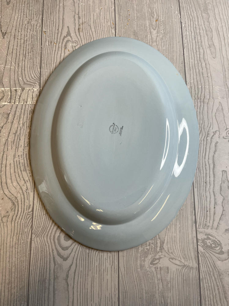 Wedgwood Queensware High Gloss Blue Serving Tray with White Floral Trim