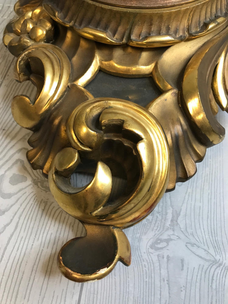 Westerstrand Swedish Hand Carved Wooden Gold Wall Hanging Clock Rococo Style