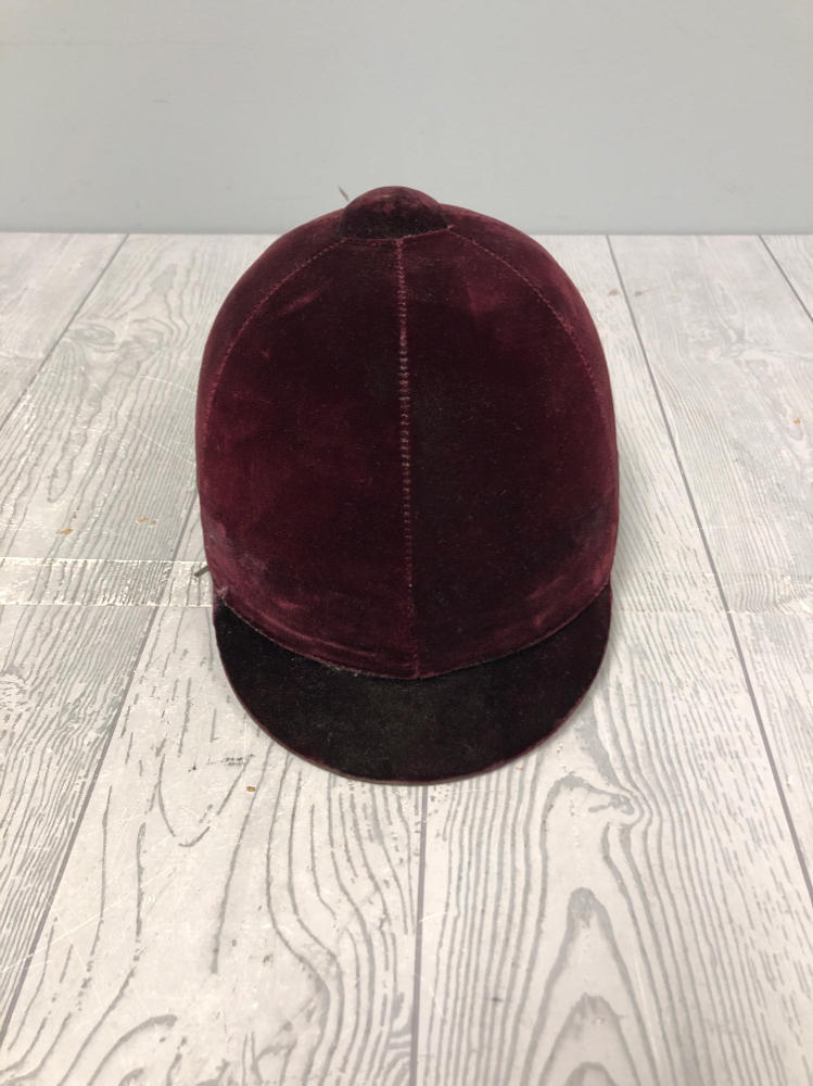 International Riding Helmet Equestrian Burgundy Velvet Adjustable Strapp