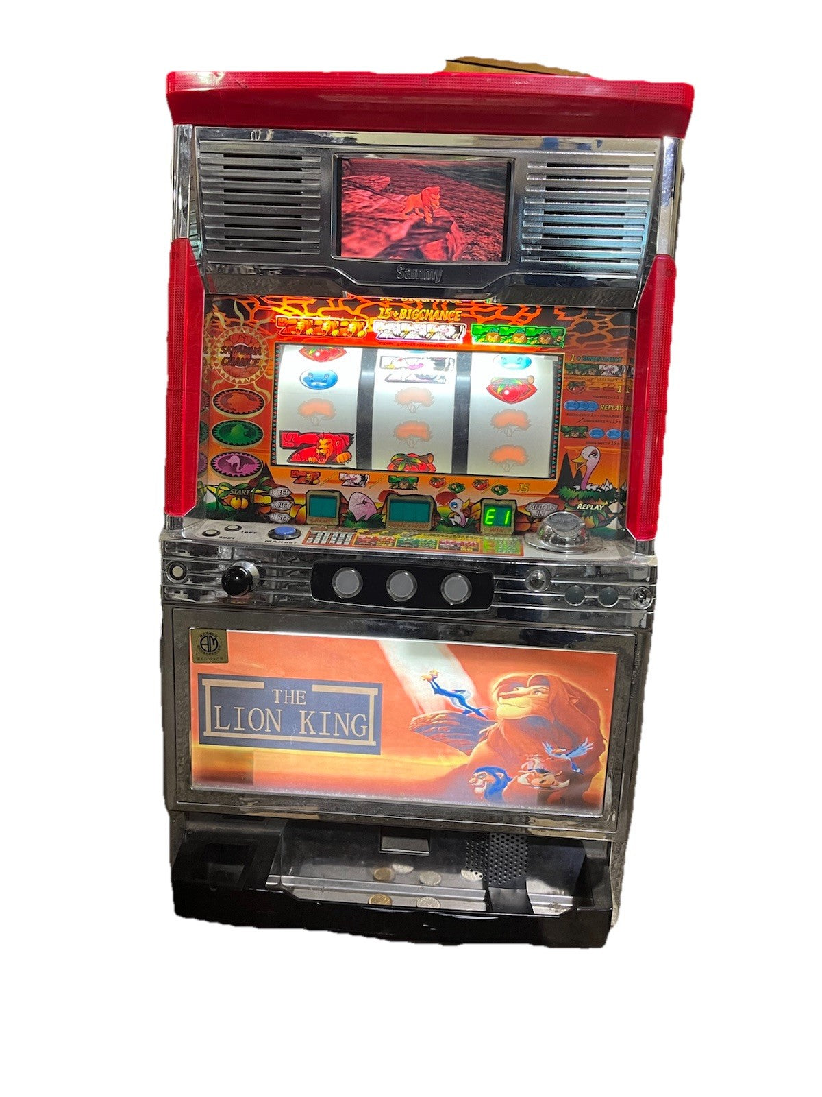 Skill-Stop Slot Machine, "The Lion King" Themed Model by Sammy AS IS