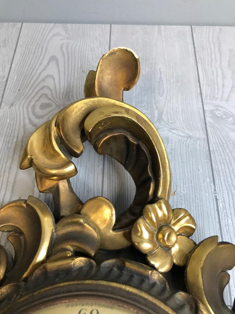 Westerstrand Swedish Hand Carved Wooden Gold Wall Hanging Clock Rococo Style