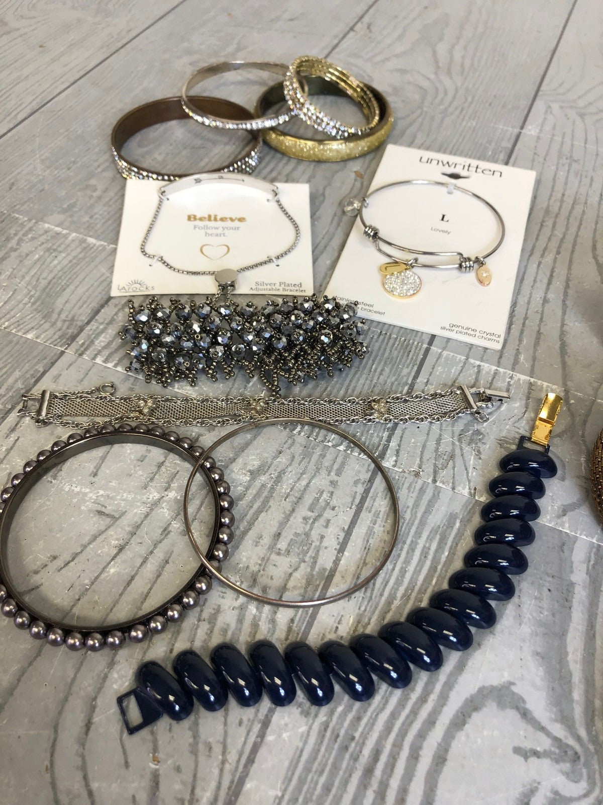 1.6 Pound Lot of Bracelets and Bangles- Costume Jewelry for Wearing or Crafting
