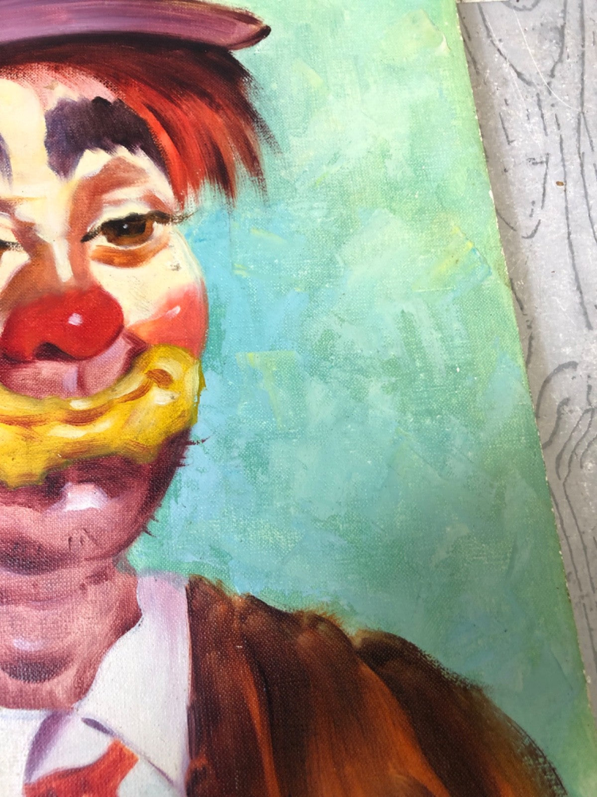 "THE CLOWN " Print Replica by T. Evans - Not Framed - Painting on Canvas
