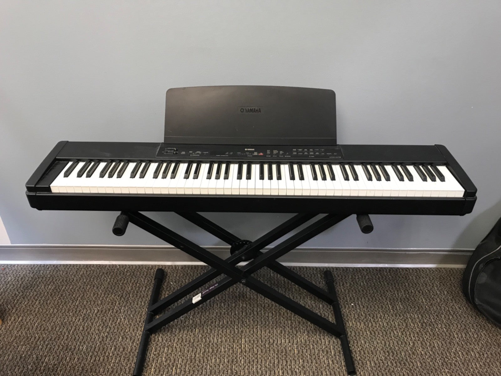 YAMAHA P-80 Black Electronic Piano Keyboard with Stand- 88 Keys- Pedal and Cable