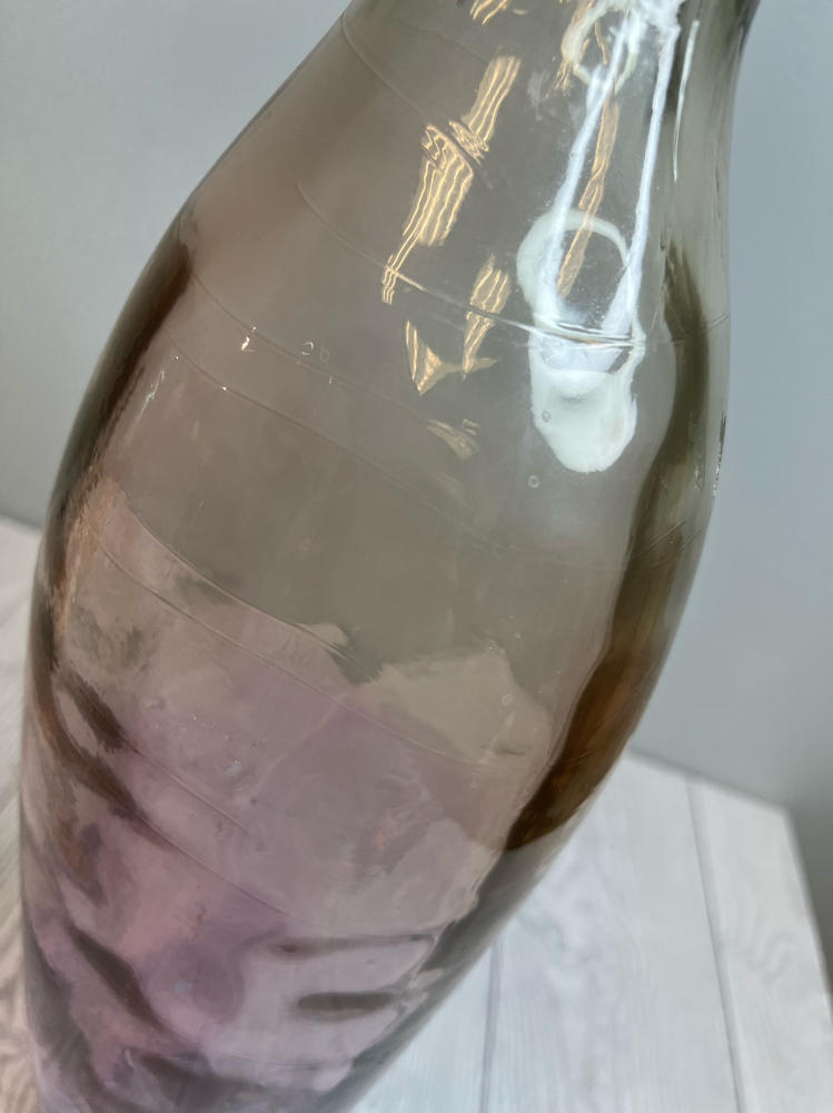 Pier 1 Imports Tall Amethyst Decorative Blown Glass Vase Spain Clear to Purple