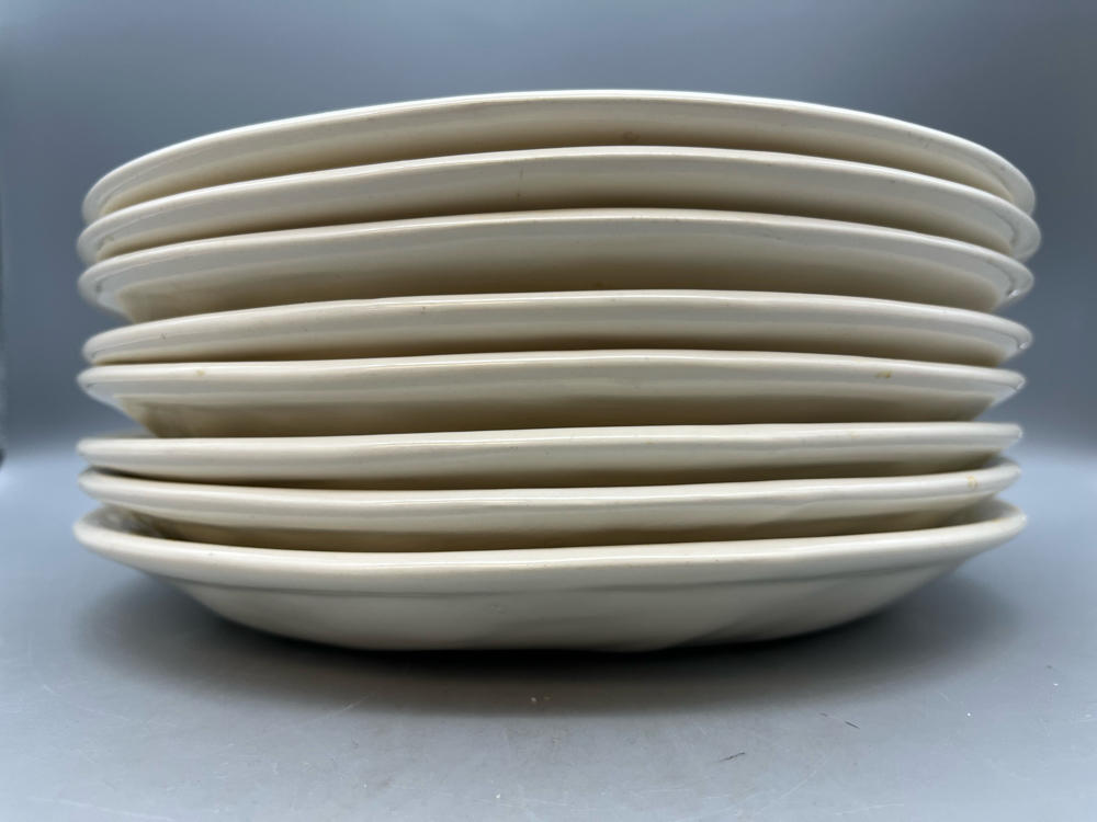 EIGHT Vintage Artichoke Condiment Plate with Divided Sections in Cream