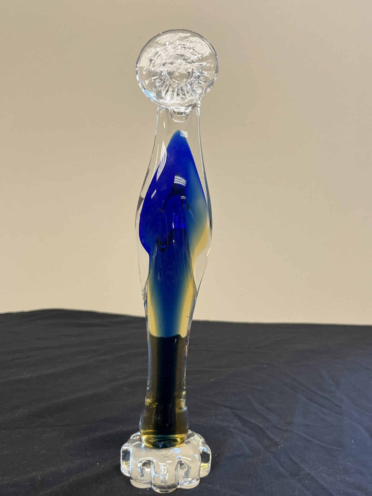 Vintage Blue Glass Madonna Holy Virgin Mary Figurine Marked Murano