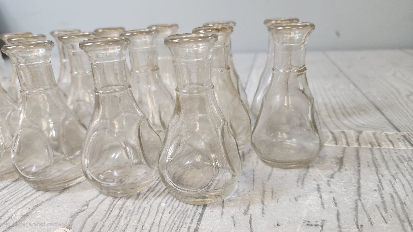 Vintage Lot of 20 Mini Clear Glass Libby Bottles/Bud Vases L Embossment