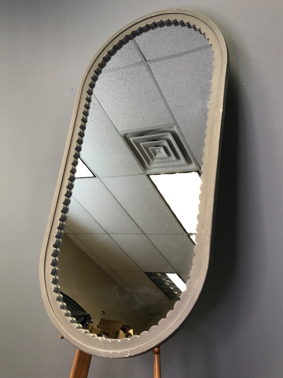 Kirkland's Home Grey “Emerson” Scalloped Oval Mirror