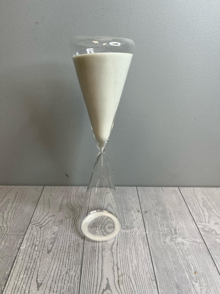 Conical Modern Sand Timer Triangular Hourglass Hand Blown Glass with White Sand