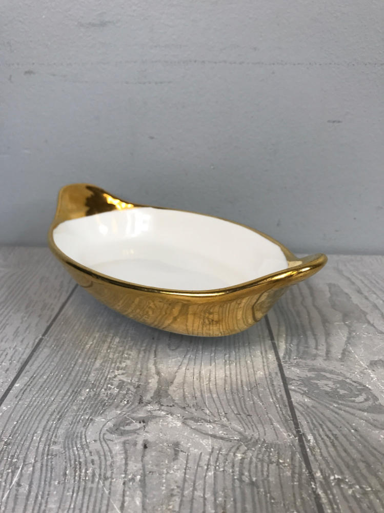 Royal Worcester England Gold Painted Ceramic Gold Condiment Dish - Size 7