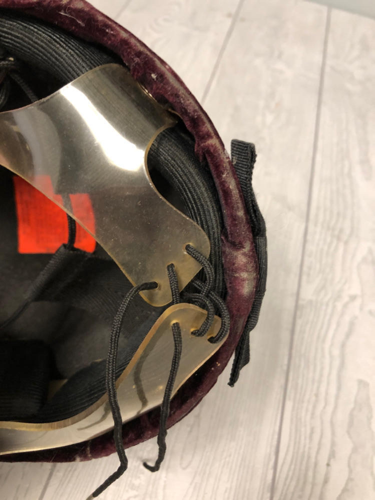 International Riding Helmet Equestrian Burgundy Velvet Adjustable Strapp