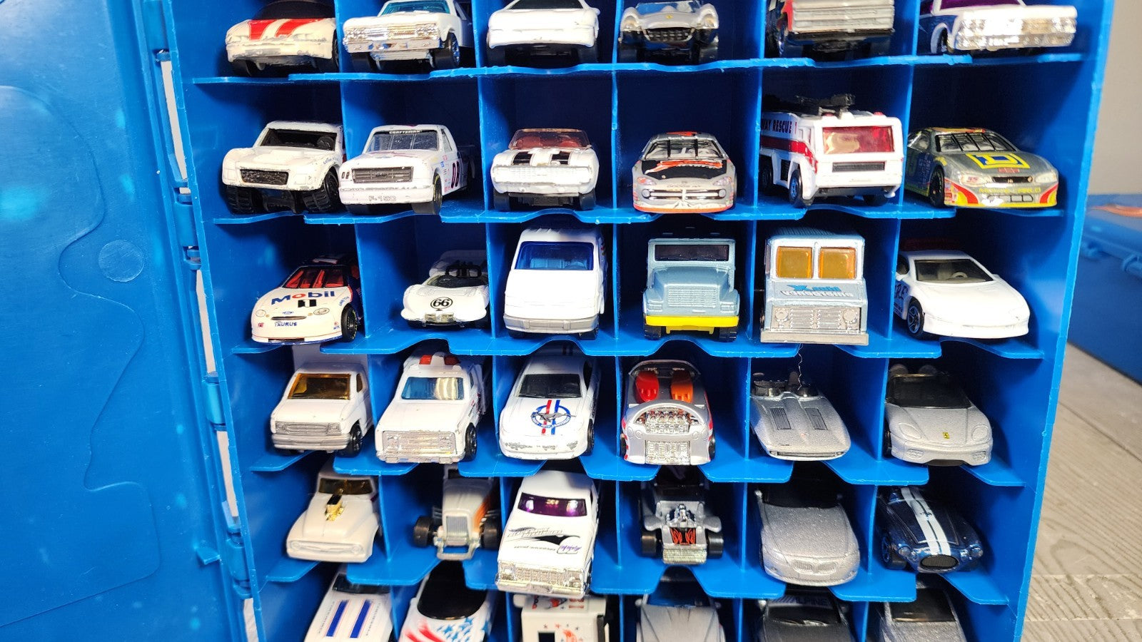 Mattel Hot Wheels Blue 48 Car Carrying Case Filled with 58 Cars! 2000s (Box 2)
