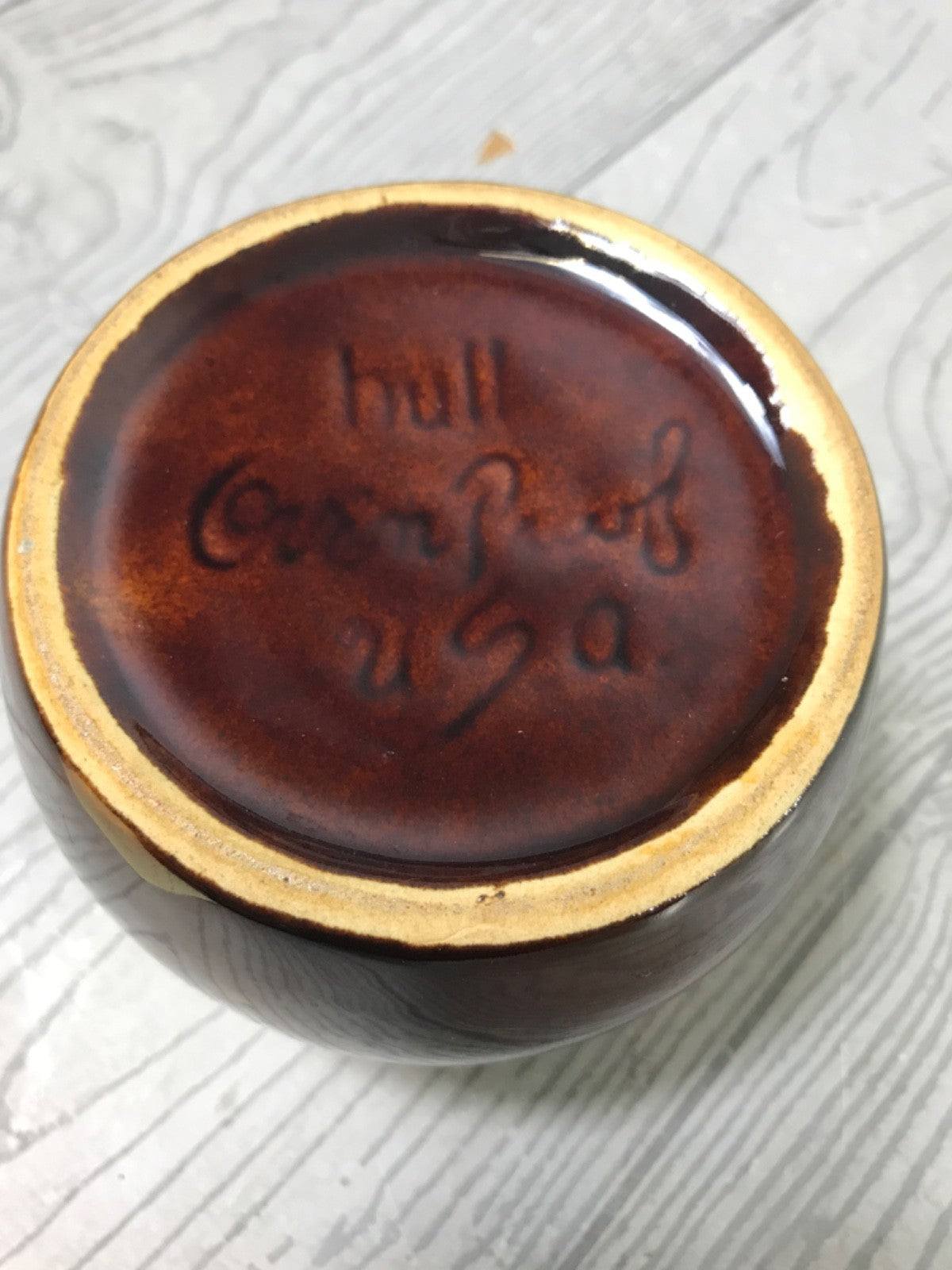 Pair of Mccoy Crock Brown Pots Chili Bowl and Hull Bowl - Kitchen Bowls