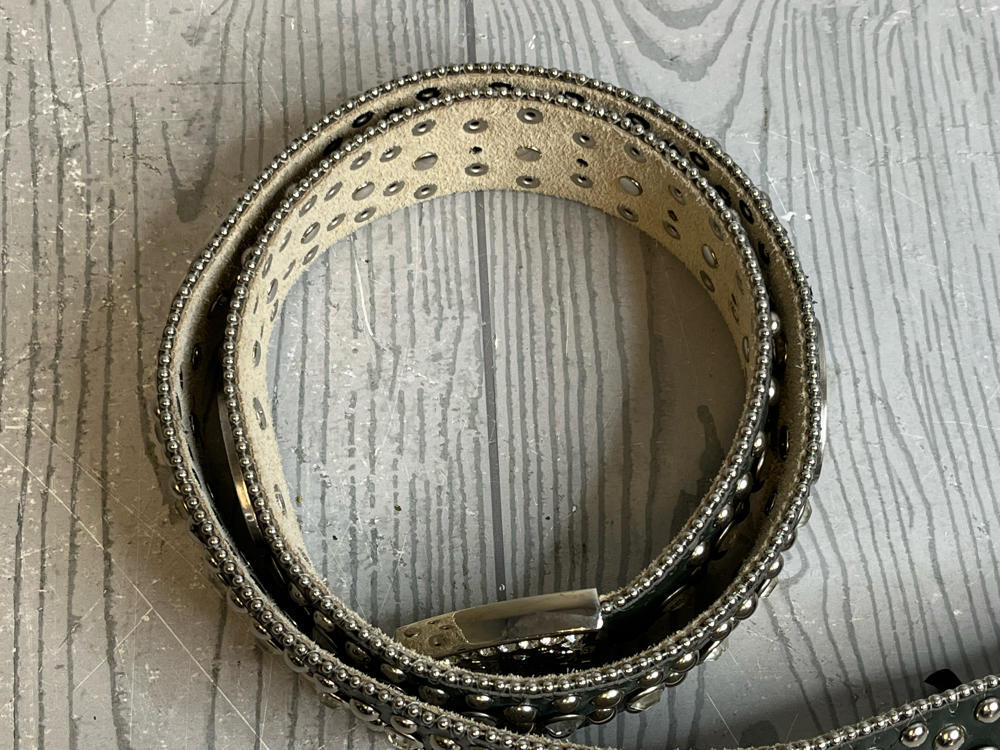 New York Jets Black NFL Leather Belt Rhinestone SIZE M Bedazzled Bling Gems