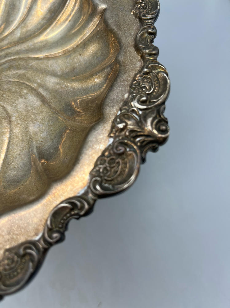 Baroque by Wallace Tall Silverplate Compote Floral Details Scalloped Edges