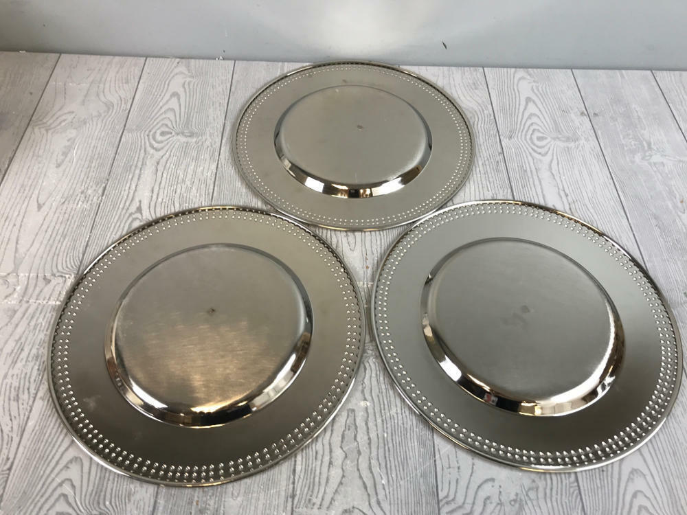 Set of 3 Mikasa Shinny Silver Chaffing Plates - In Original Box - Kitchen Decor