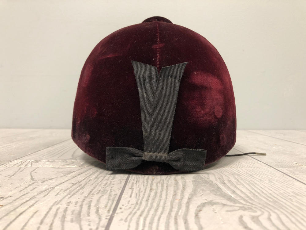 International Riding Helmet Equestrian Burgundy Velvet Adjustable Strapp