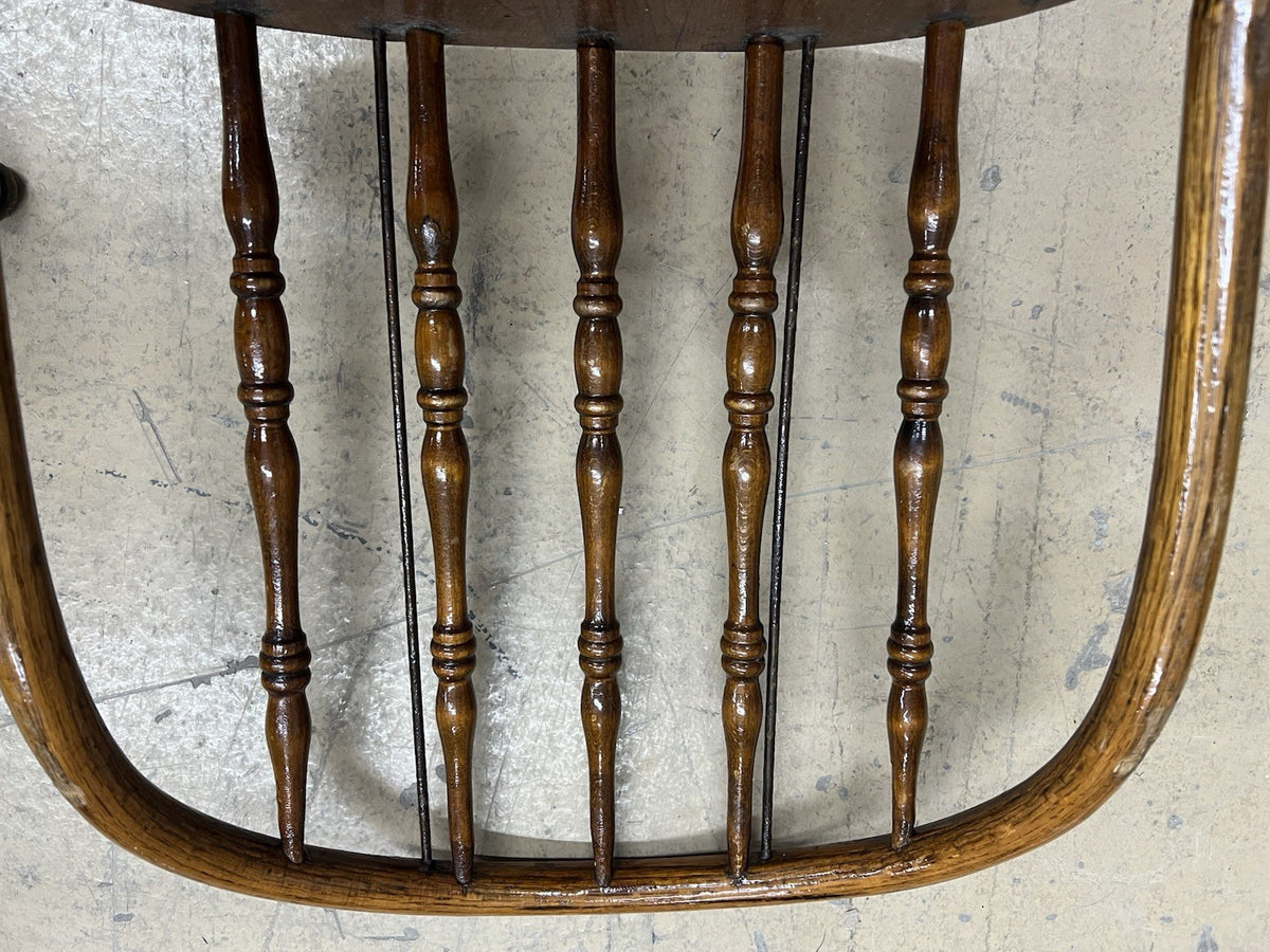 Pr. Of Reischmann NY 1893-1920 Antique Walnut Windsor Chairs W/ Metal Framework