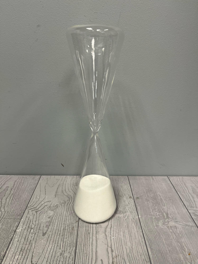 Conical Modern Sand Timer Triangular Hourglass Hand Blown Glass with White Sand