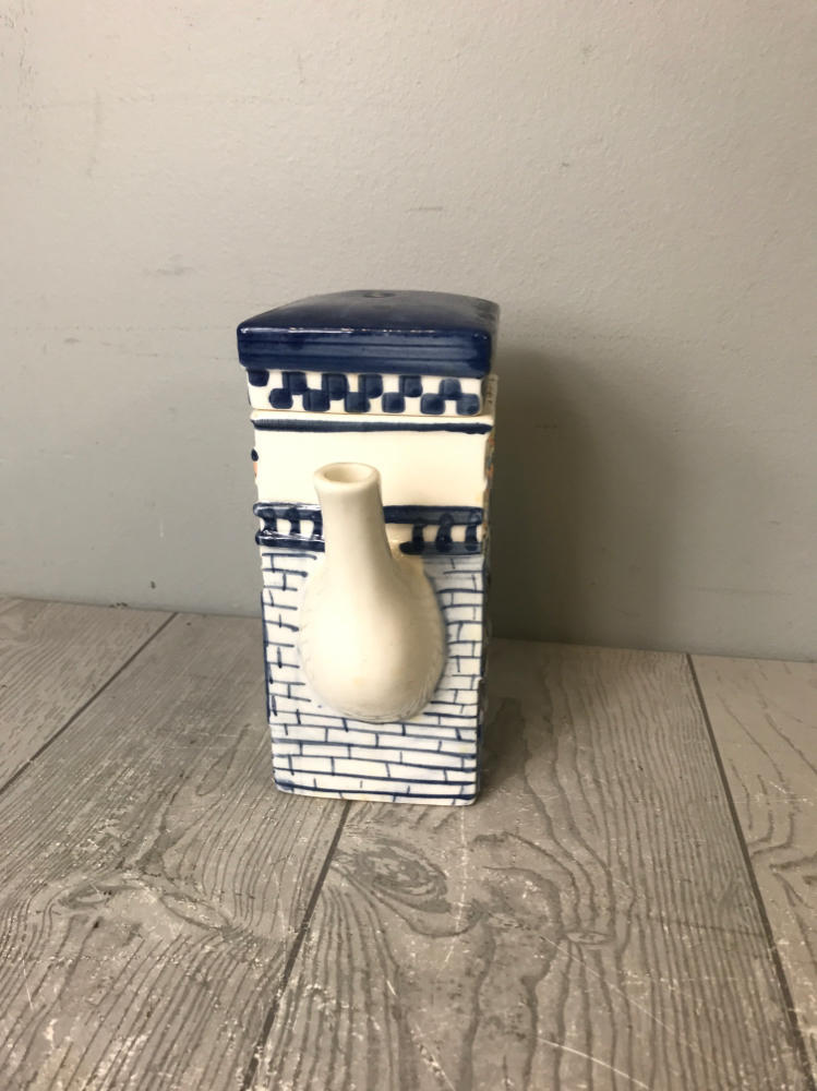 Vintage "Ice Creamery Ice Cream" Store Novelty Teapot - Blue and White Ceramic